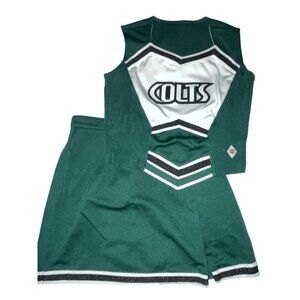 Cheerleader Uniform Outfit Costume COLTS 34" Top 26 Skirt Green School Youth